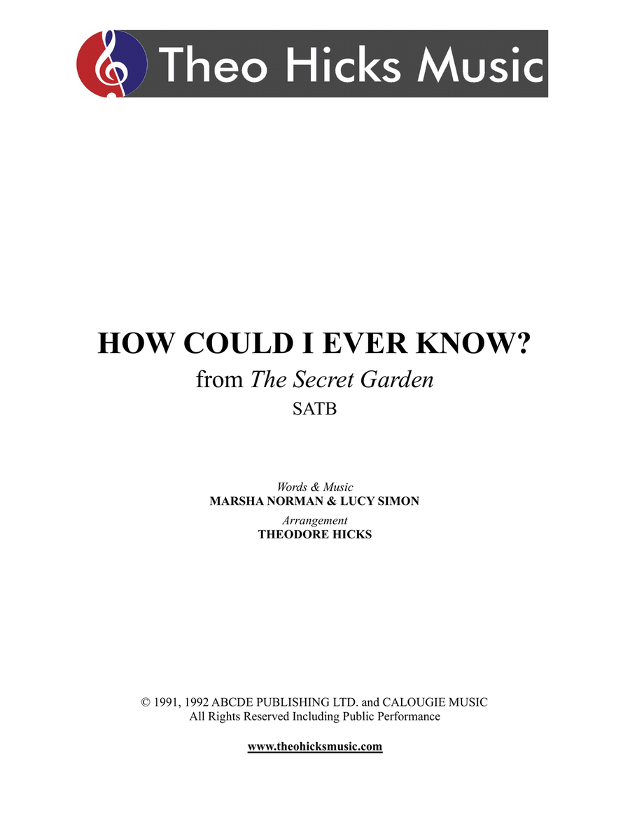 How Could I Ever Know? 4-Part scores gallery preview page 1