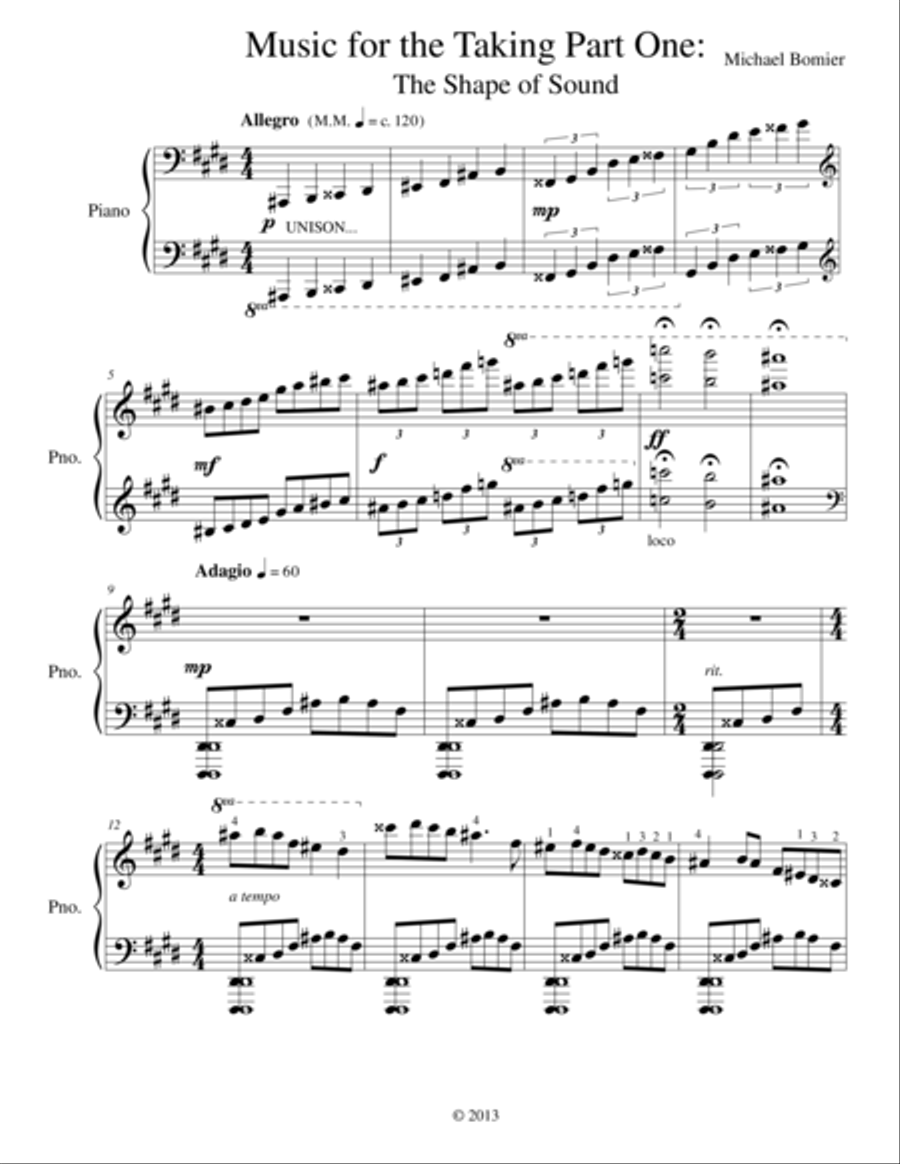 Music for the Taking Part One: The Shape of Sound for Piano Solo Piano Method scores gallery preview page 1