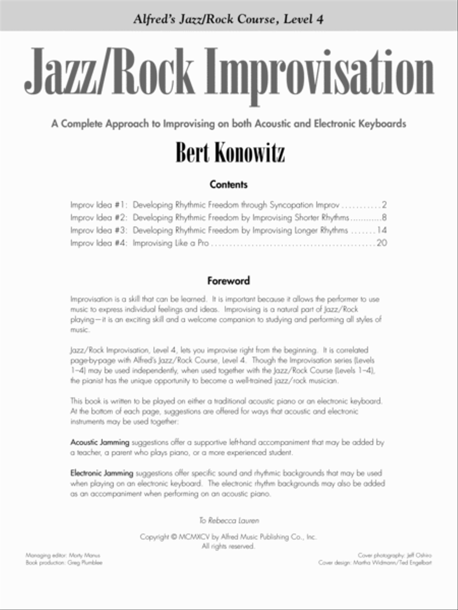 Alfred's Basic Jazz/Rock Course: Improvisation, Level 4 Piano Method scores gallery preview page 2