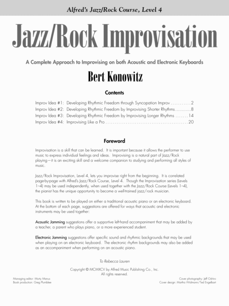 Alfred's Basic Jazz/Rock Course: Improvisation, Level 4