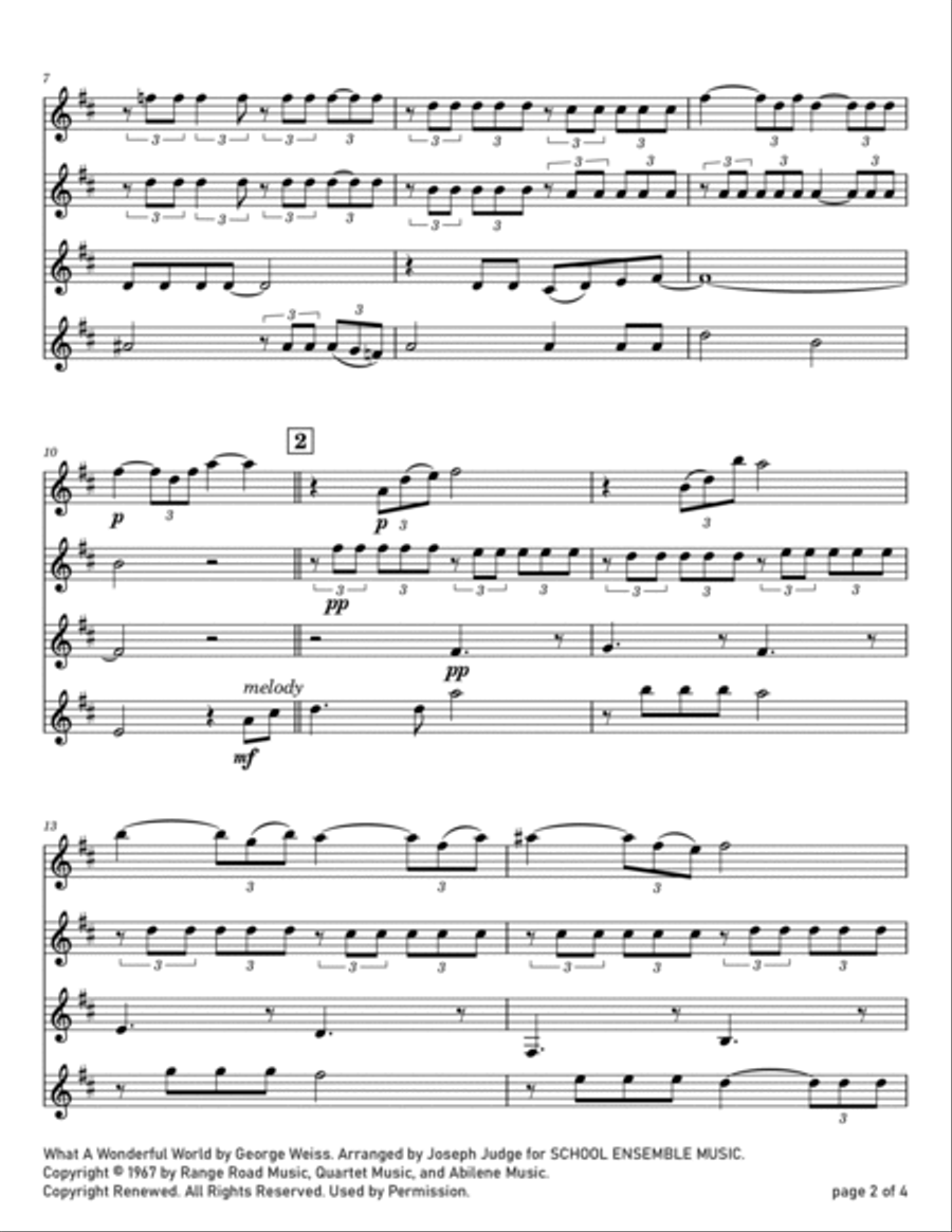 What A Wonderful World What A Wonderful World Clarinet Quartet scores gallery preview page 2