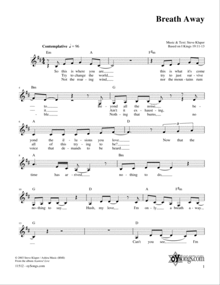 Breath Away Piano scores gallery preview page 1