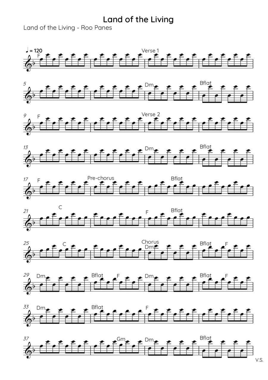 Land Of The Living Acoustic Guitar scores gallery preview page 1