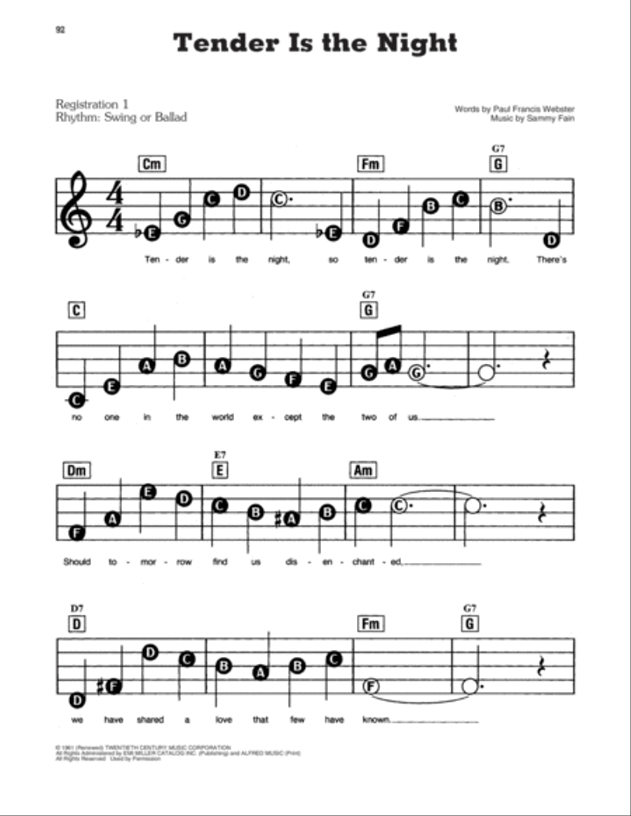 Tender Is The Night Electronic Keyboard scores gallery preview page 1