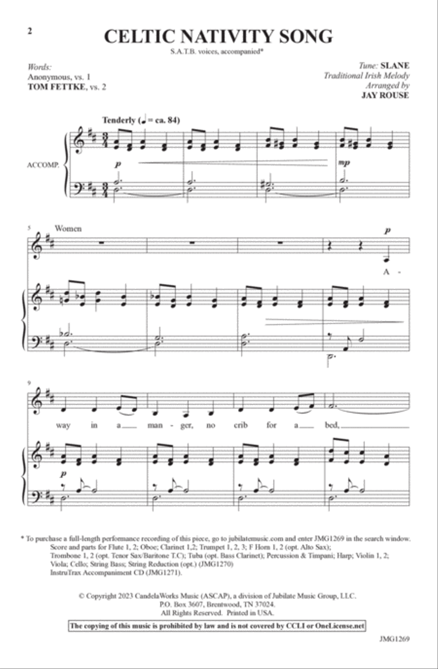 Celtic Nativity Song Celtic Nativity Song 4-Part scores gallery preview page 2