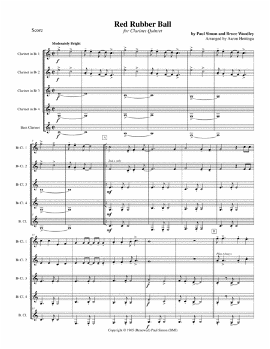 Red Rubber Ball Clarinet Quintet scores gallery preview page 3