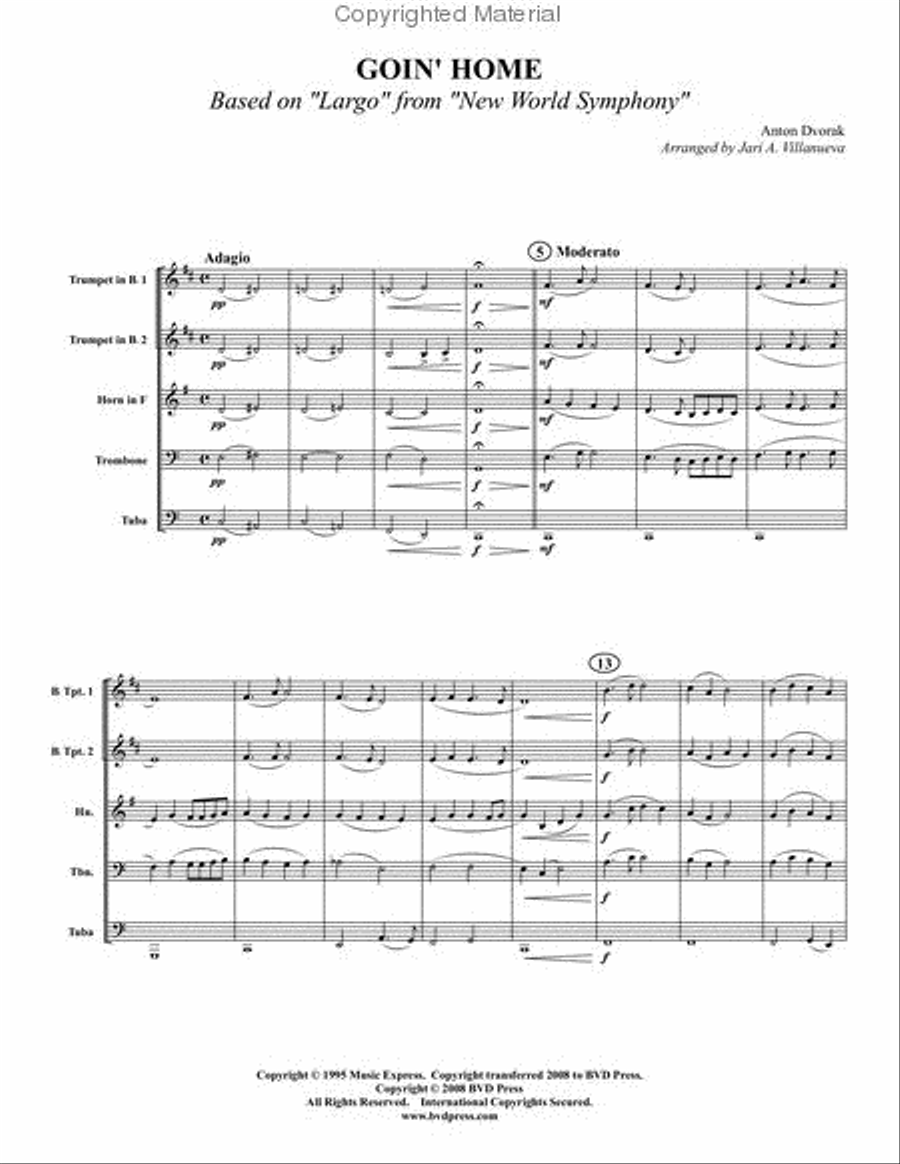 Goin' Home Brass Quintet scores gallery preview page 2