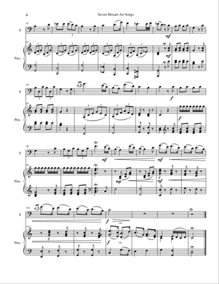 Seven Mozart Art Songs Bassoon scores gallery preview page 4