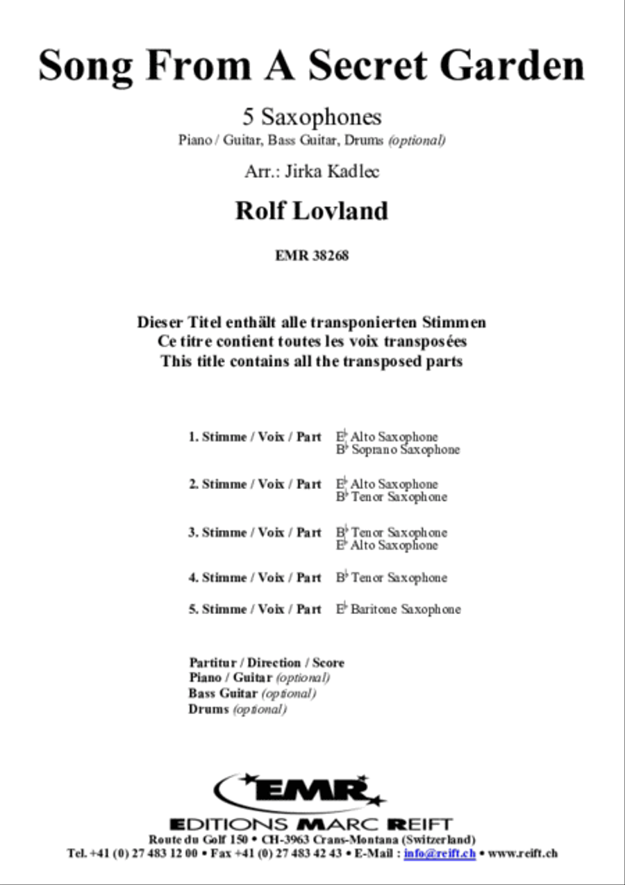 Song From A Secret Garden Saxophone Quintet scores gallery preview page 2