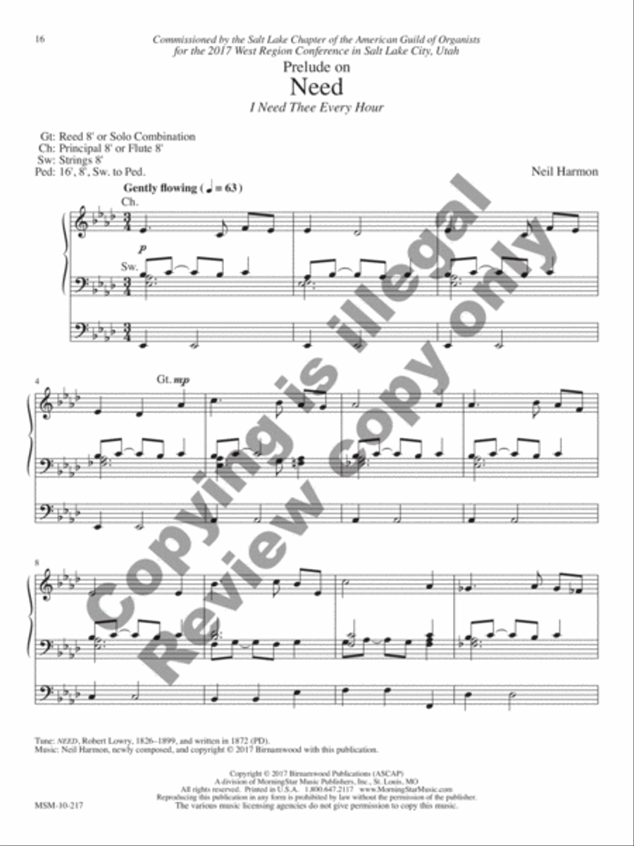 Reflections: Nine Hymn Arrangements Celebrating 150 Years of Organ Music in Salt Lake City Organ scores gallery preview page 7