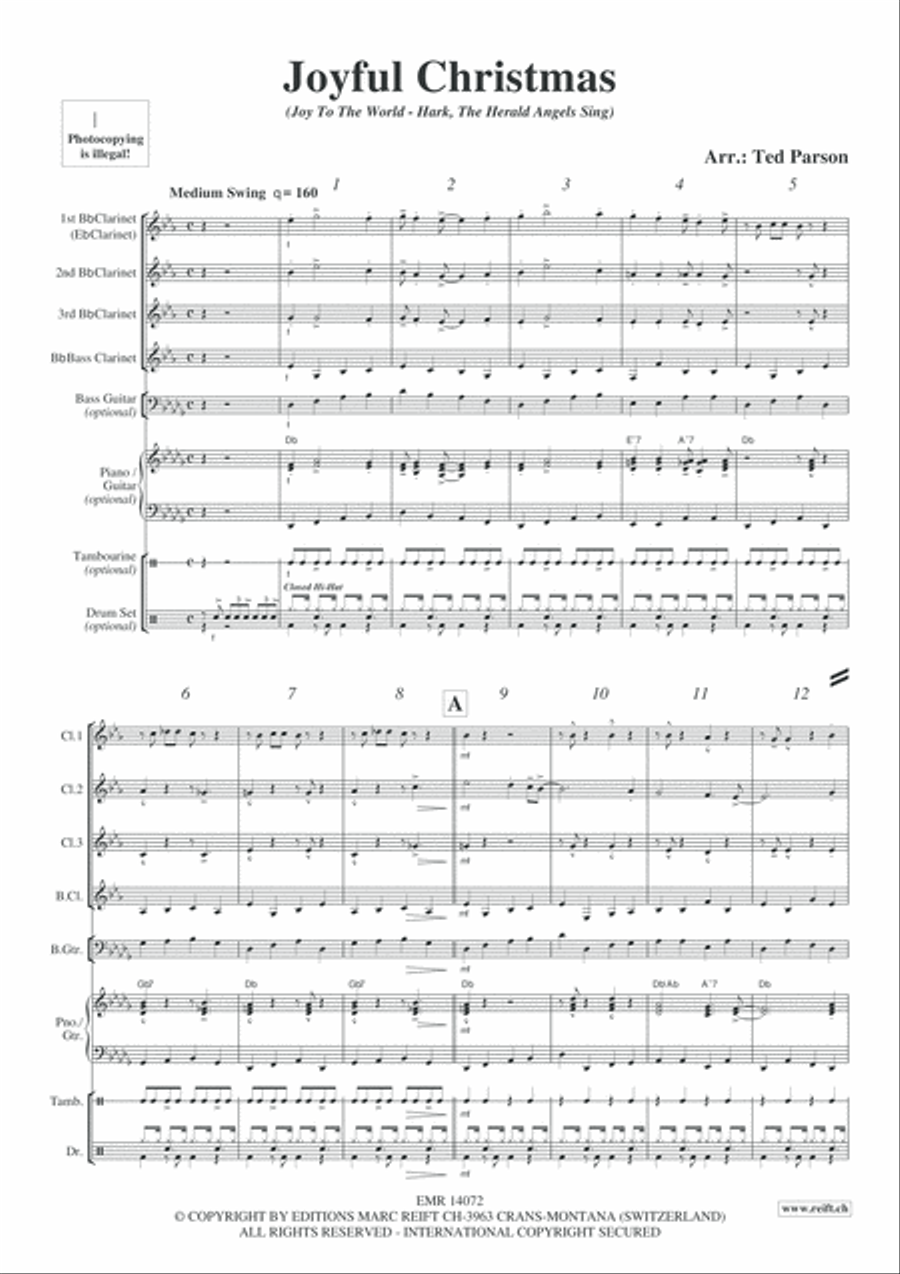 Joyful Christmas Clarinet Quartet scores gallery preview page 4