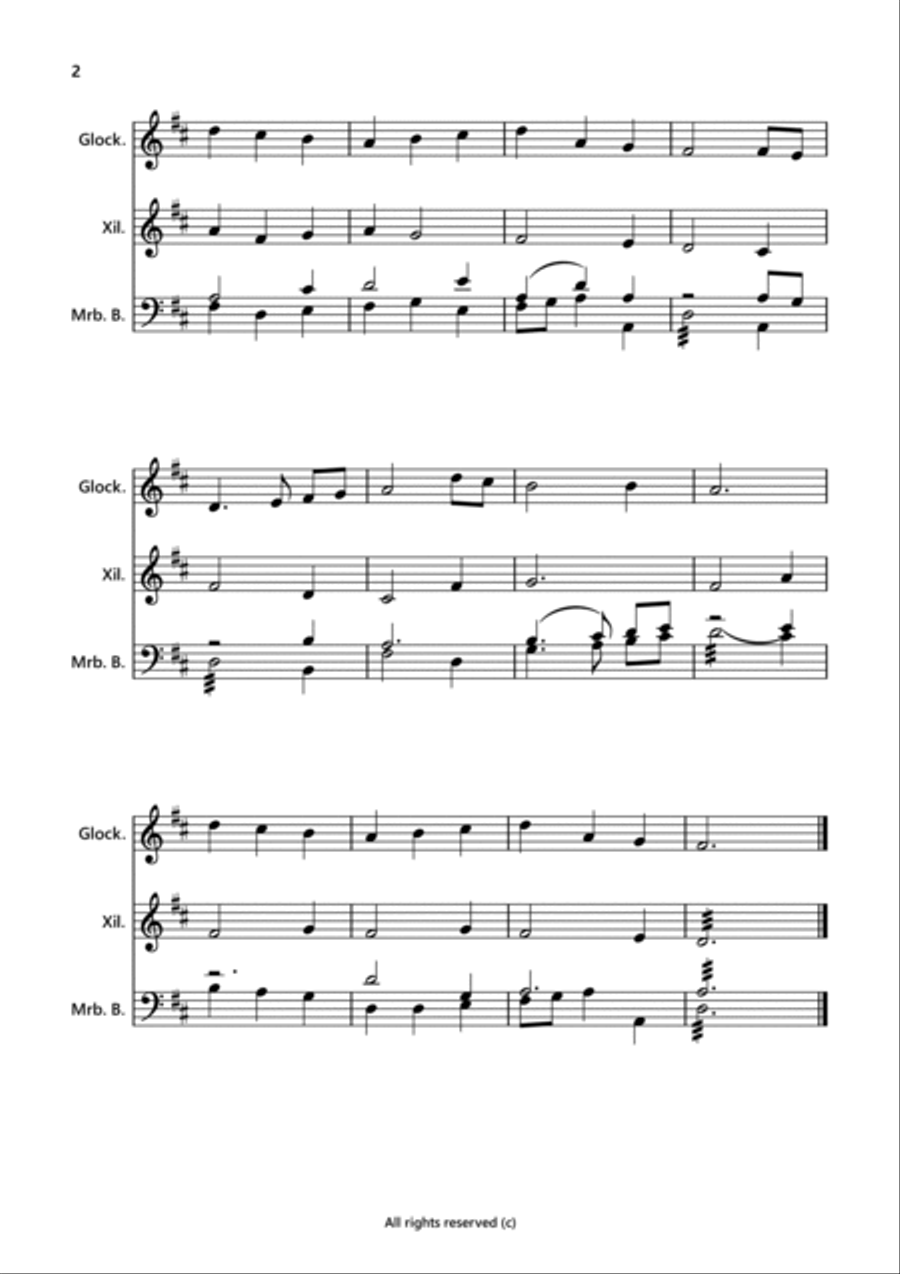 The First Noel (Glockenspiel, Xilophone and Marimba-bass) Percussion Ensemble scores gallery preview page 3