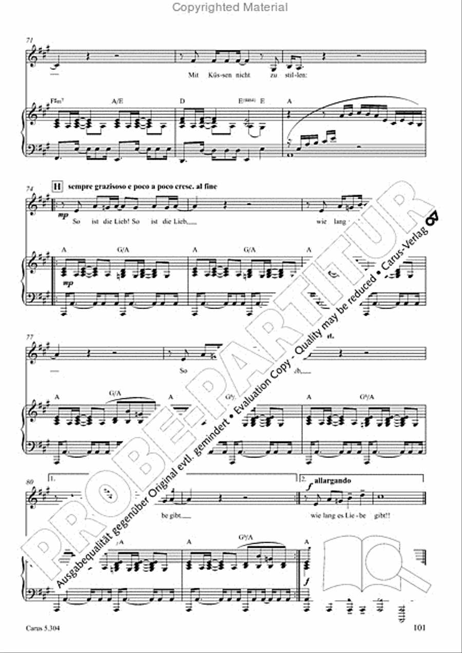 Schindler: Rosenzeit. Ein Liederzyklus uber die Liebe. Chansons fur Singstimme und Klavier Piano scores gallery preview page 102