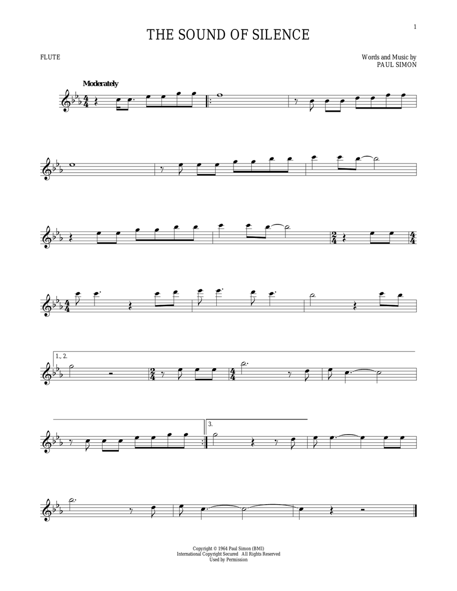 The Sound Of Silence The Sound Of Silence Flute Solo scores gallery preview page 1