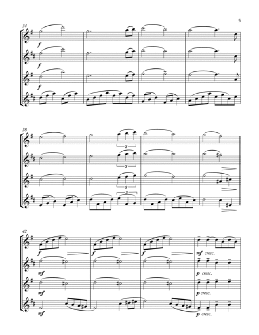 Can't Help Falling In Love Saxophone Quartet scores gallery preview page 5
