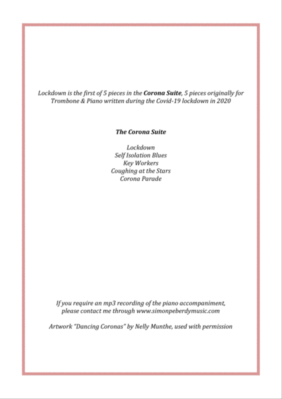 Lockdown for Trombone and Piano from the Corona Suite by Simon Peberdy Piano scores gallery preview page 6