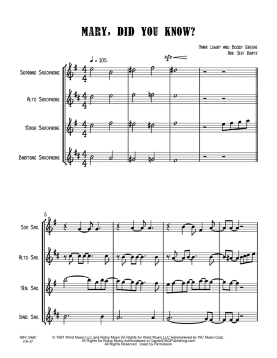 Mary, Did You Know? Mary, Did You Know? Woodwind Quartet scores gallery preview page 2
