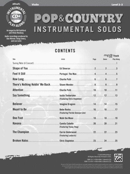 Pop & Country Instrumental Solos for Strings image number null