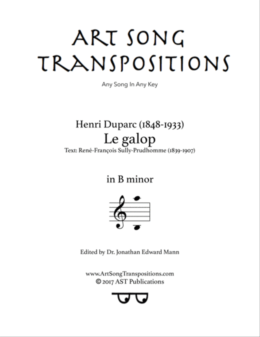 DUPARC: Le galop (transposed to B minor) Voice scores gallery preview page 1