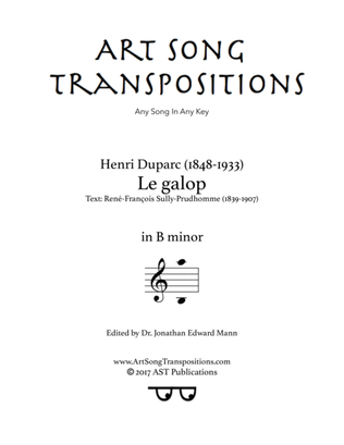 Book cover for DUPARC: Le galop (transposed to B minor)