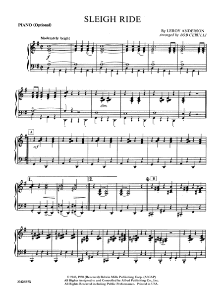 Sleigh Ride: Piano Accompaniment