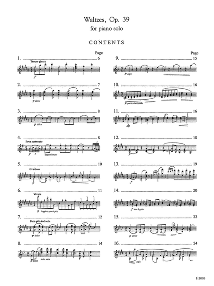 Brahms Waltzes, Op. 39