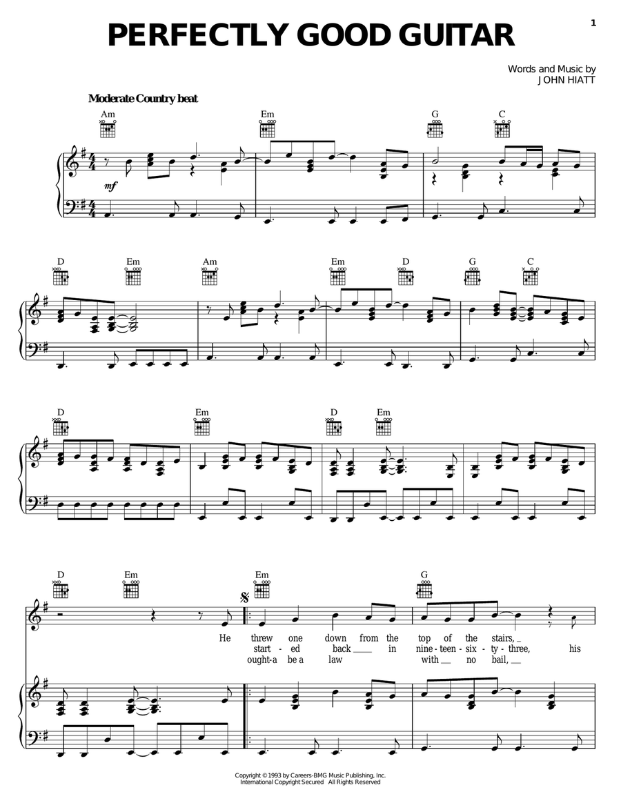 Perfectly Good Guitar Piano, Vocal, Guitar scores gallery preview page 1