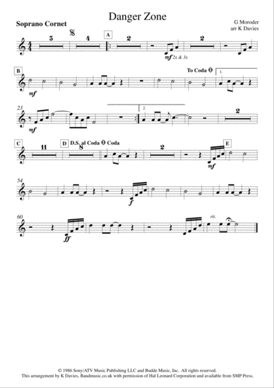 Danger Zone from the Motion Picture TOP GUN Small Ensemble scores gallery preview page 3