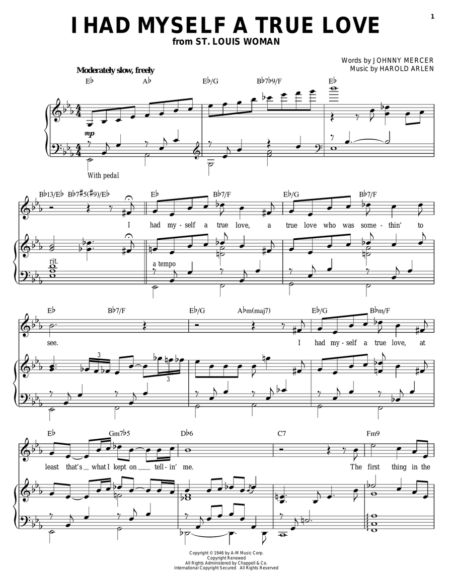 I Had Myself A True Love I Had Myself A True Love Piano, Vocal, Guitar scores gallery preview page 1
