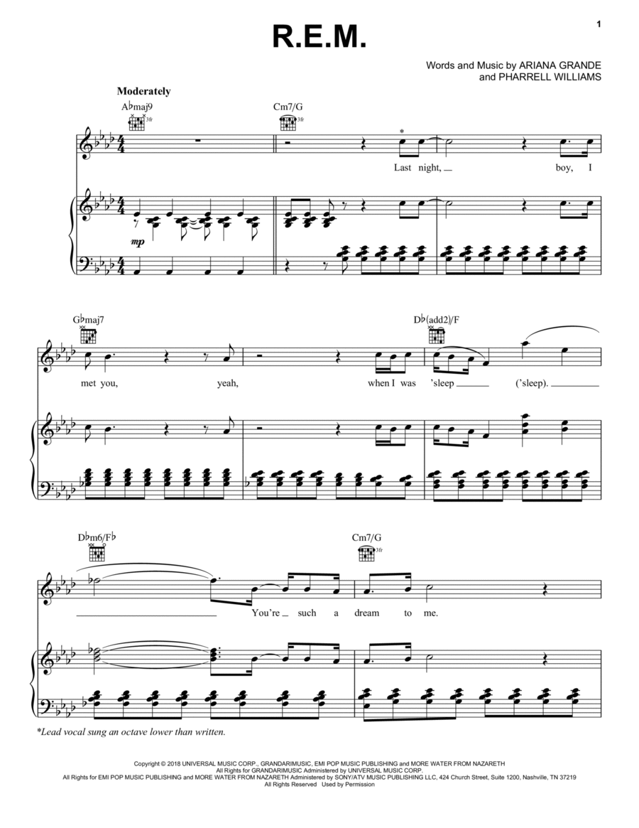 R.E.M. Piano, Vocal, Guitar scores gallery preview page 1