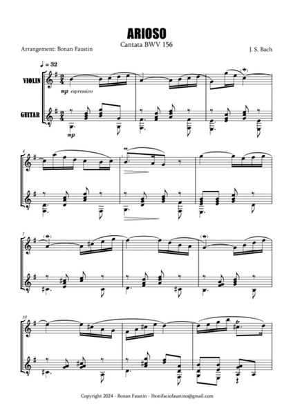 ARIOSO (CANTATA BWV 156) FOR VIOLIN AND GUITAR image number null