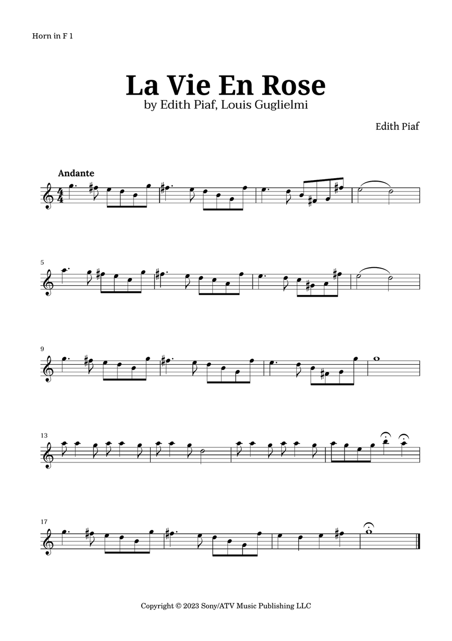La Vie En Rose Brass Duet scores gallery preview page 2