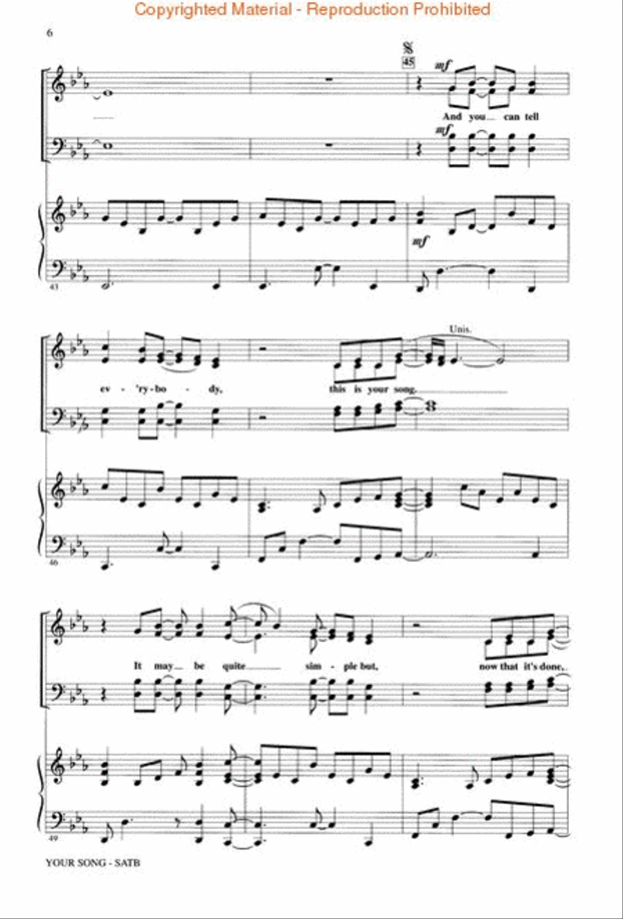 Your Song 4-Part scores gallery preview page 3