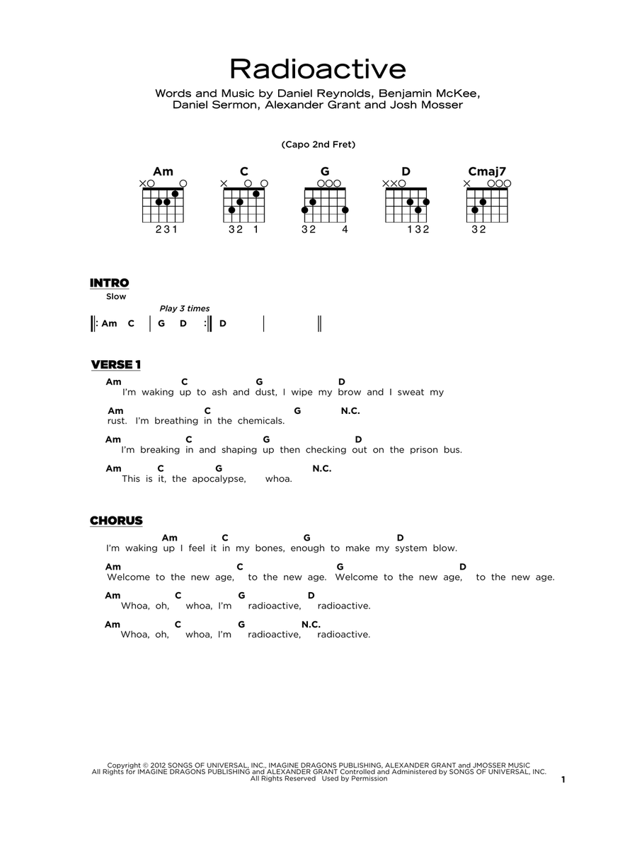 Radioactive Acoustic Guitar scores gallery preview page 1