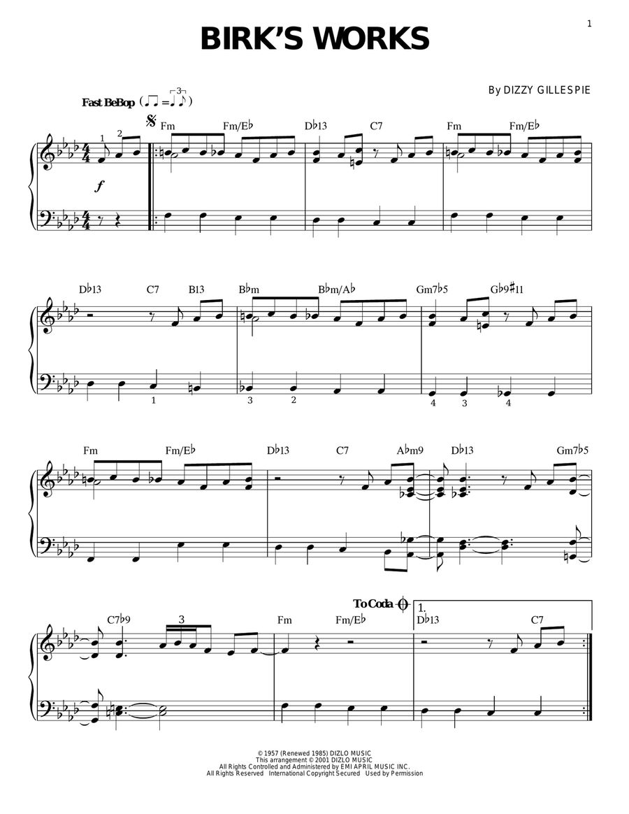 Birk's Works Birk's Works Piano Solo scores gallery preview page 1