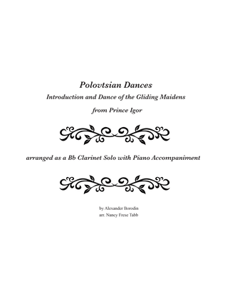 Book cover for Polovtsian Dances-Introduction and Dance of the Gliding Maidens arr. as Bb Clarinet Solo with Piano