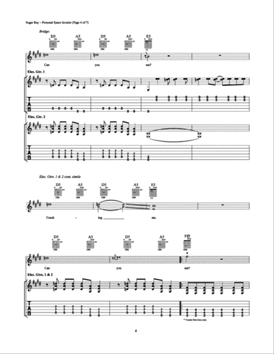 Personal Space Invader Electric Guitar scores gallery preview page 4