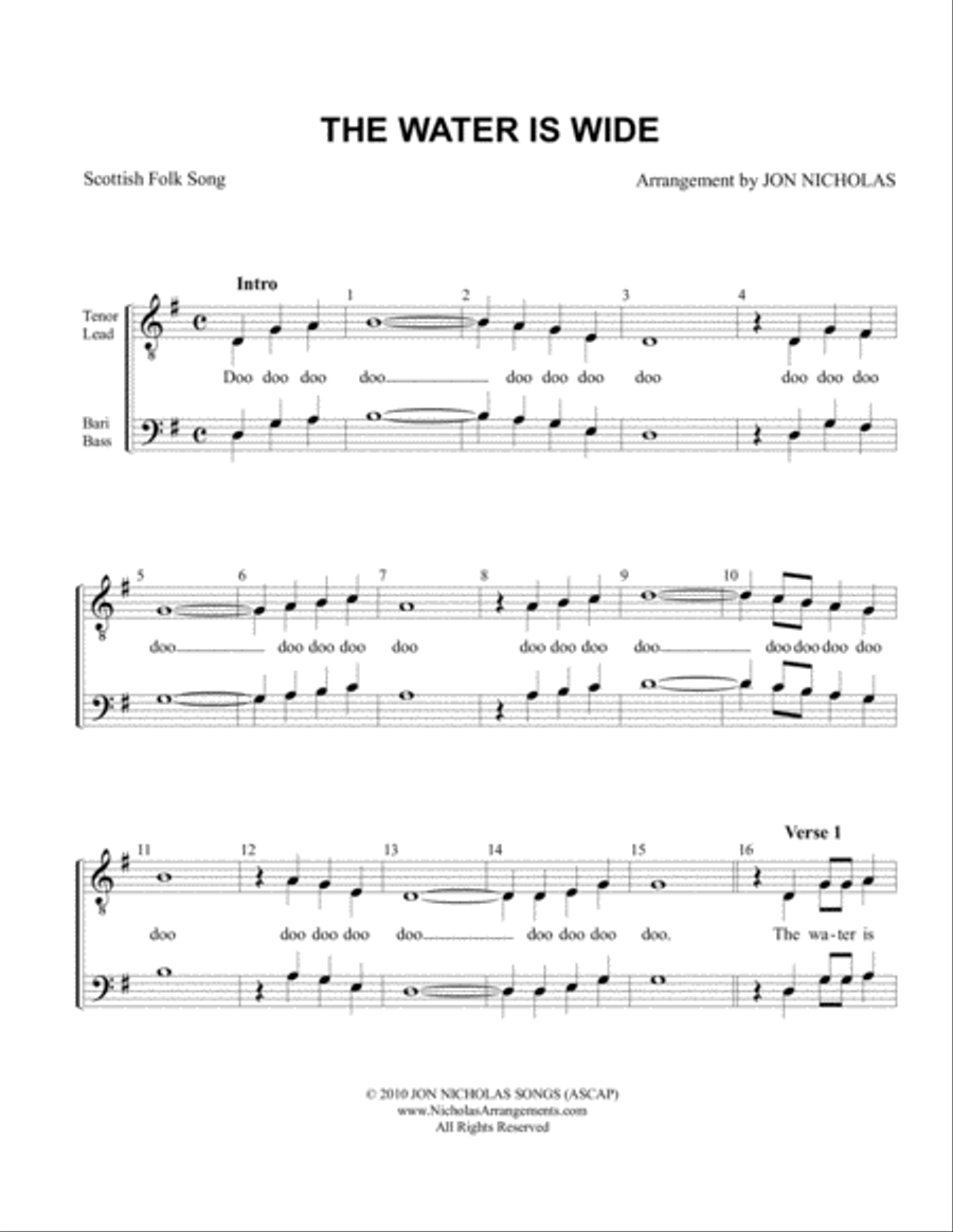 The Water Is Wide TTBB scores gallery preview page 1