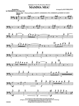 Mamma Mia! -- Highlights from the Broadway Musical: (wp) 1st B-flat Trombone B.C.