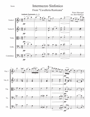 Intermezzo by Mascagni for String Orchestra or String Quartet