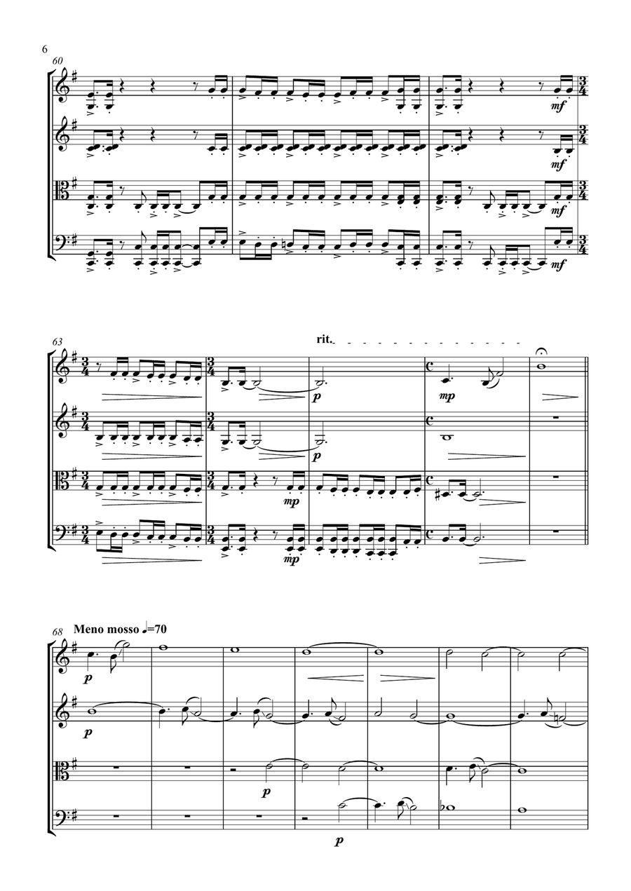 Lament for string quartet String Quartet scores gallery preview page 6