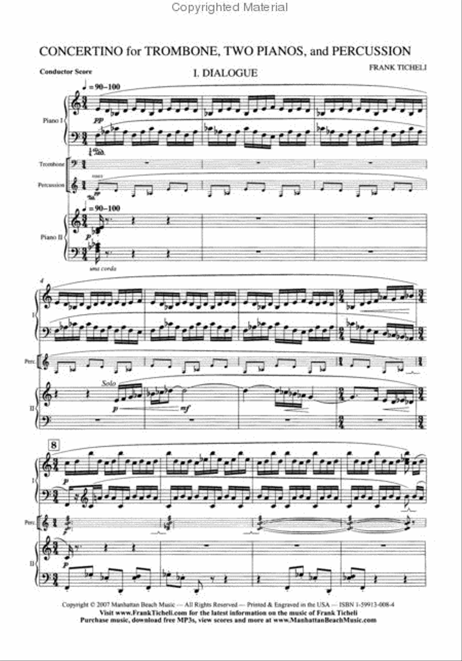 Concertino for Trombone, Two Pianos, and Percussion Percussion scores gallery preview page 3