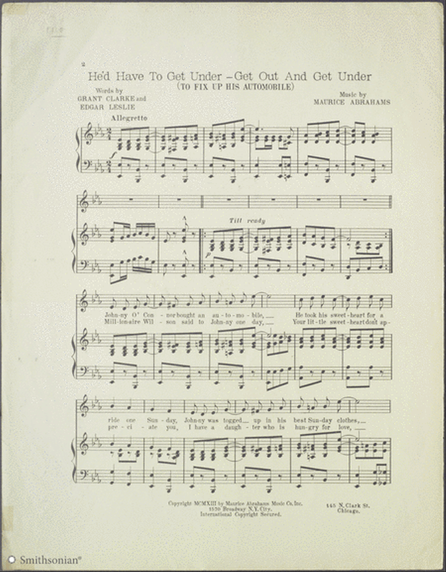 He'd Have to Get Under- Get Out and Get Under (To Fix up His Automobile) Piano, Vocal scores gallery preview page 2