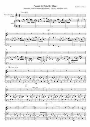 Nearer my God to Thee (piano & tenor sax) - EASY