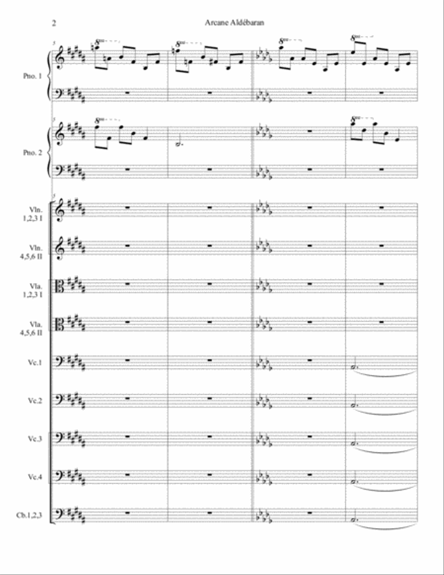 Arcane Aldébaran pour 2 pianos et cordes with The Public Studio Vimeo pro video Chamber Orchestra scores gallery preview page 2