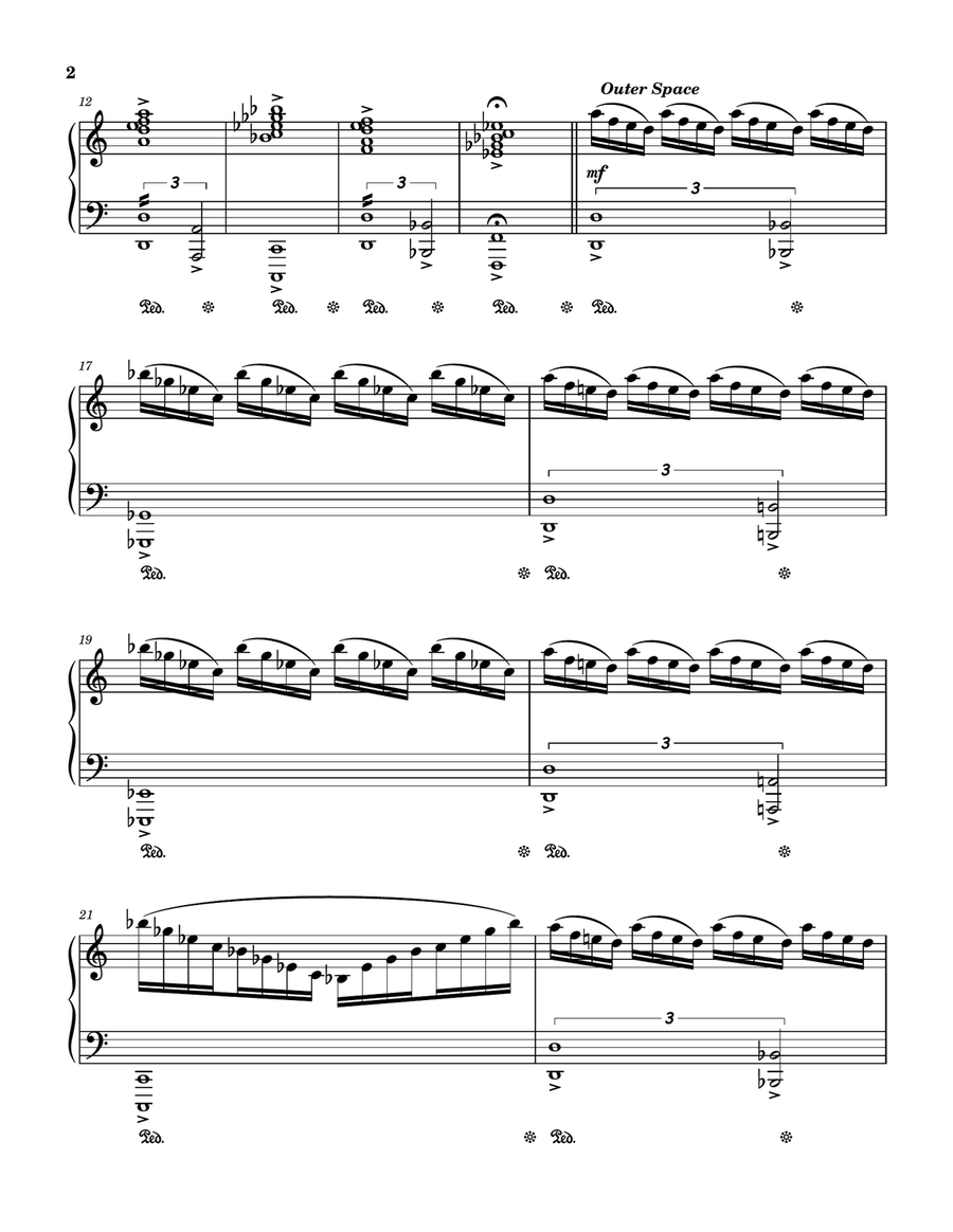 Prelude / Outer Space / Radar Piano Solo scores gallery preview page 2