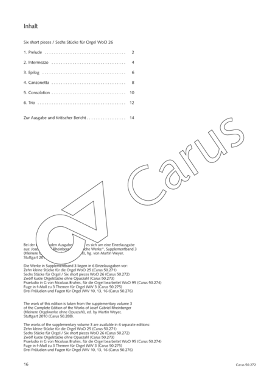 Six short pieces for the organ Organ Solo scores gallery preview page 17