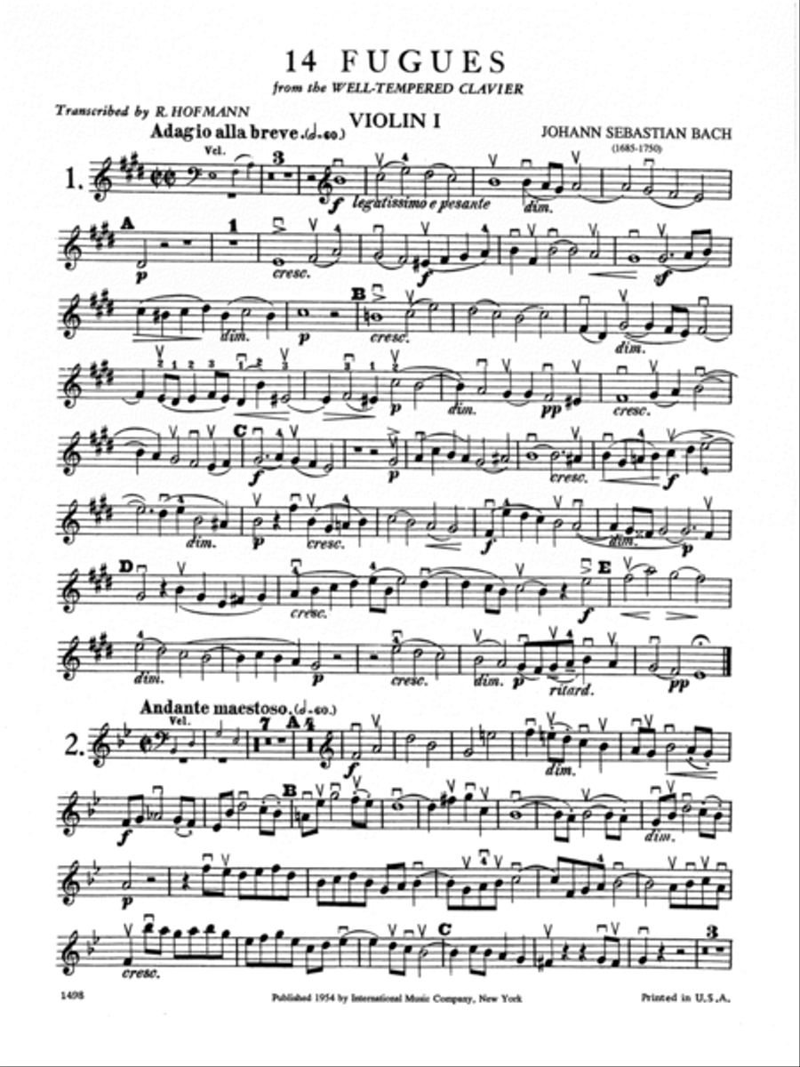 14 Fugues (From The Well-Tempered Clavier) Volume I String Quartet scores gallery preview page 2