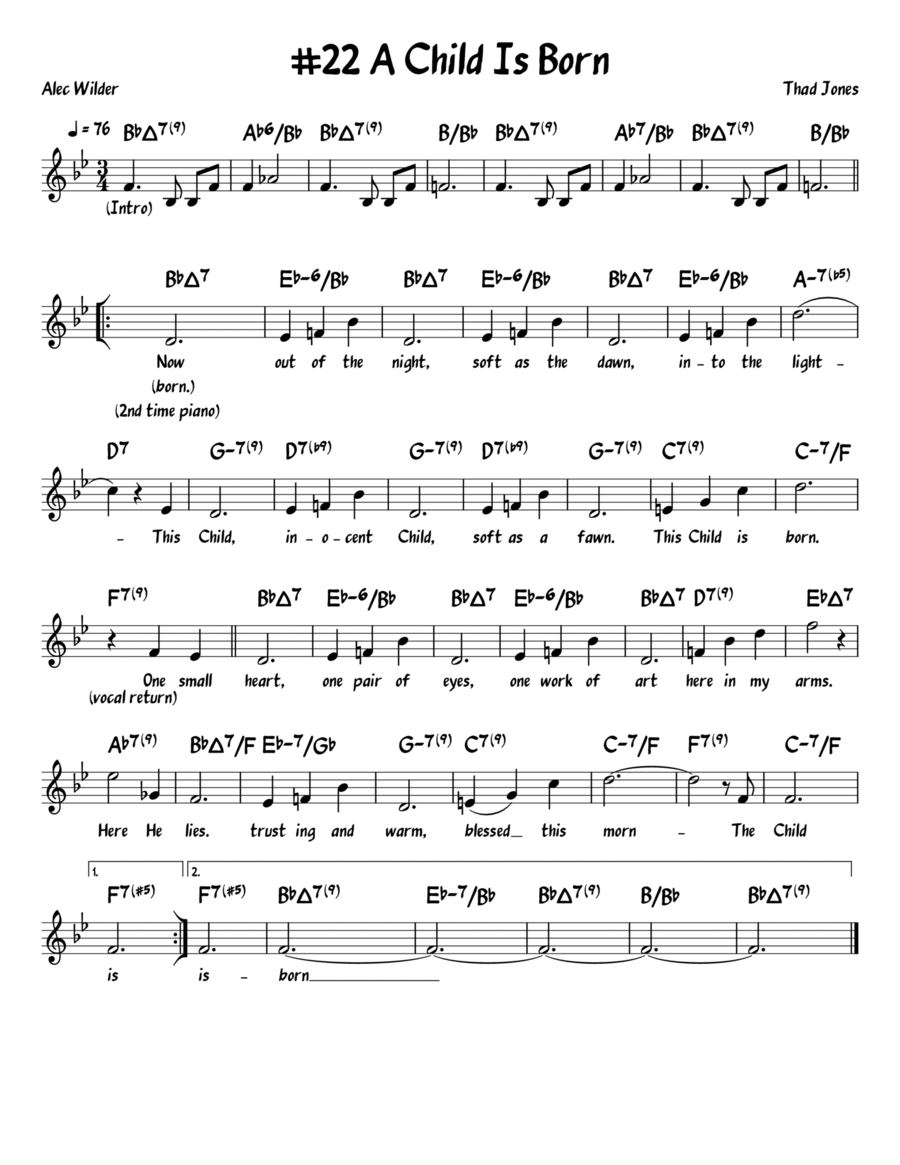 A Child Is Born Piano, Vocal, Guitar scores gallery preview page 1