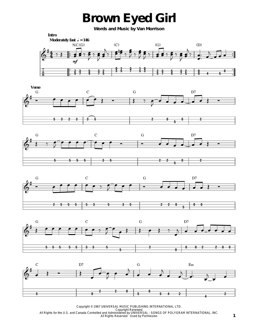 Brown Eyed Girl Mandolin scores gallery preview page 1